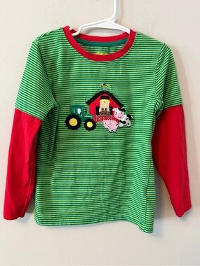 Be Mine Green & Red Farm Patch Long-Sleeve Shirt
